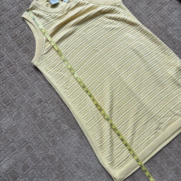 Varley x Anthropologie Mini Shift Dress Women's L Butter Yellow Sleeveless Knit - Picture 6 of 7